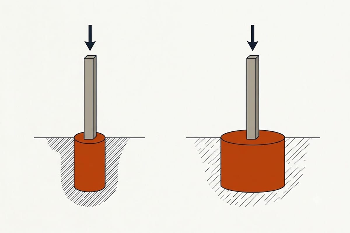 The same load on strong soil and on weak soil