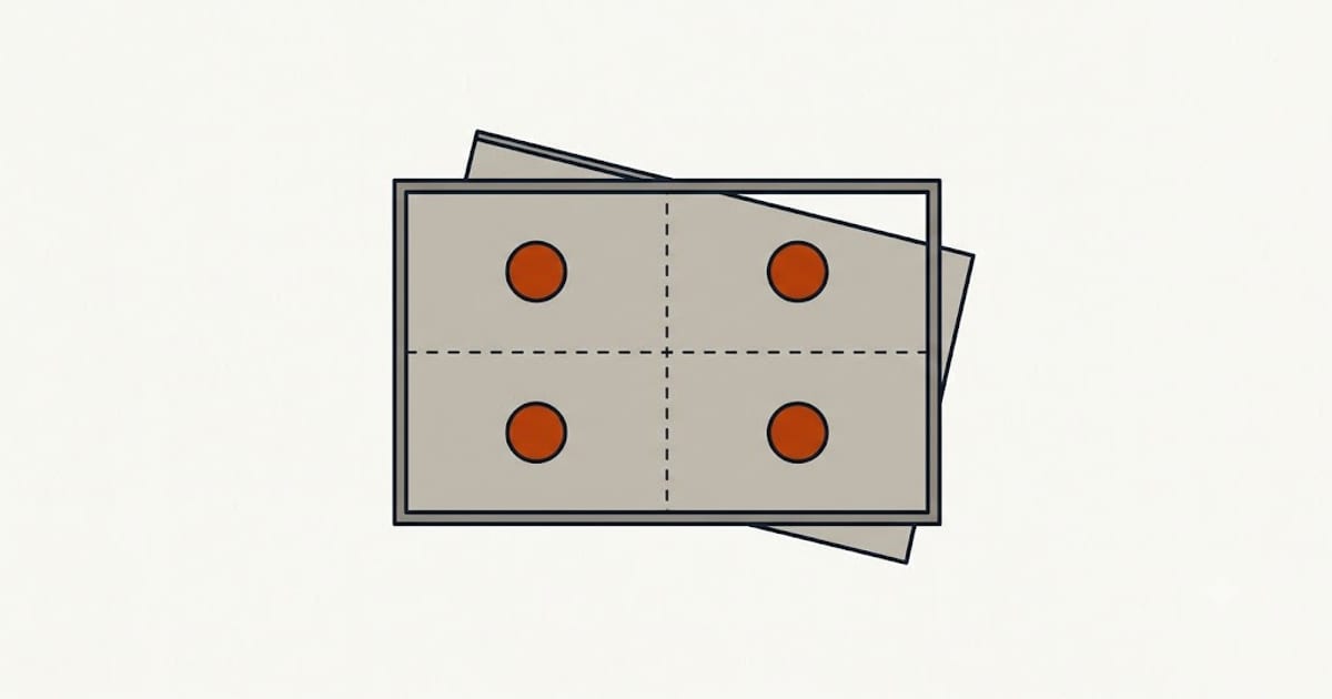 A deck plan with the load area each footing carries marked out